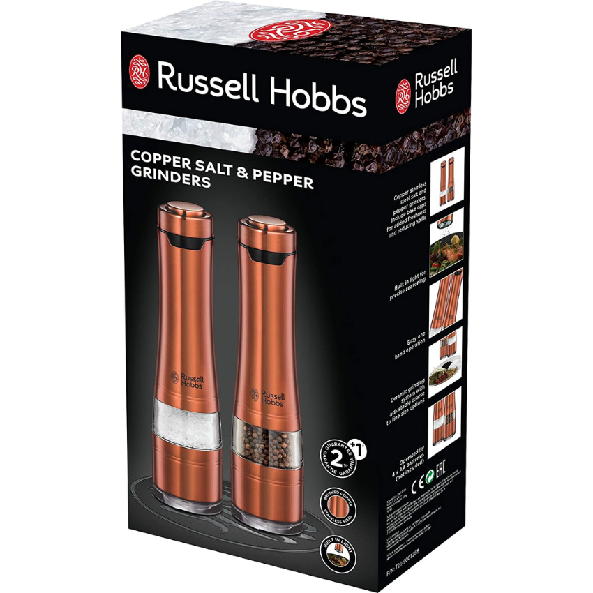 Russell Hobbs Electric Salt & Pepper Mill Stainless Steel Set of 2 Grinder